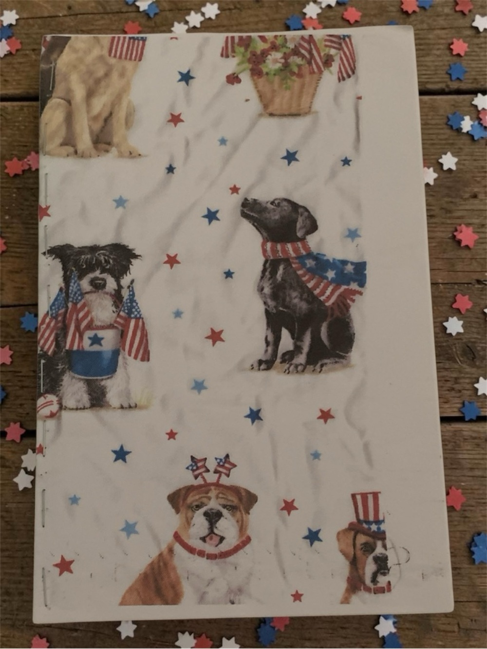 Handmade 4th of July Patriotic Dogs Lined Notebook Journal 1 Set
